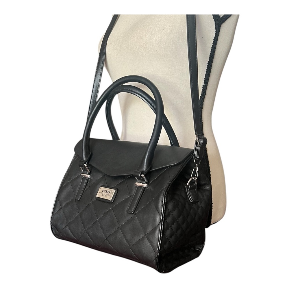 Guess Black Quilted Satchel Crossbody Handbag. - Picture 1 of 7